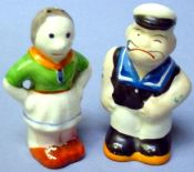 Japanese Popeye and Olive Salt & Pepper Shakers